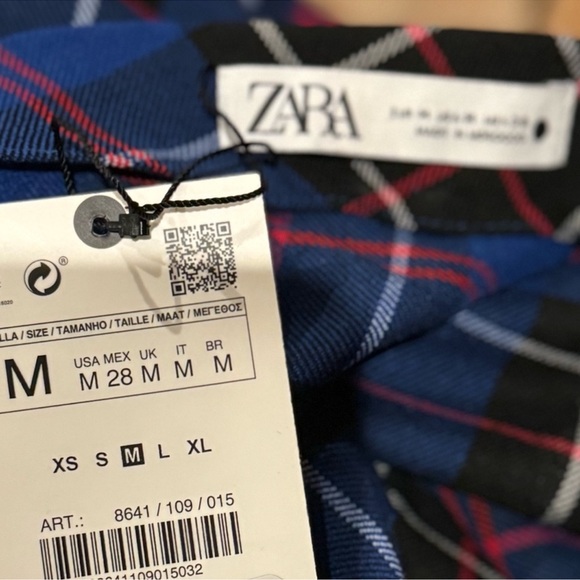 NWT ZARA Asymmetric Plaid Blue Top Size M  🦋Bloggers Favorite🦋 - Picture 16 of 16